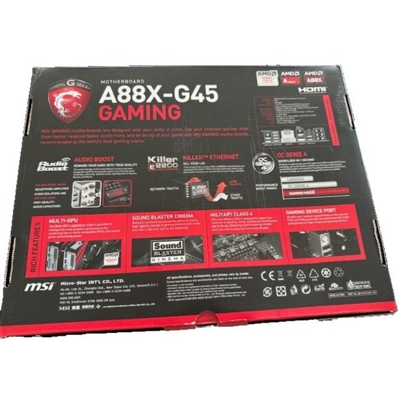 MSi Motherboard A88X-G45 Gaming AMD Socket FM2+ FM2 4DDR3 8SATA3 8USB3 HD Audio - Picture 2 of 7